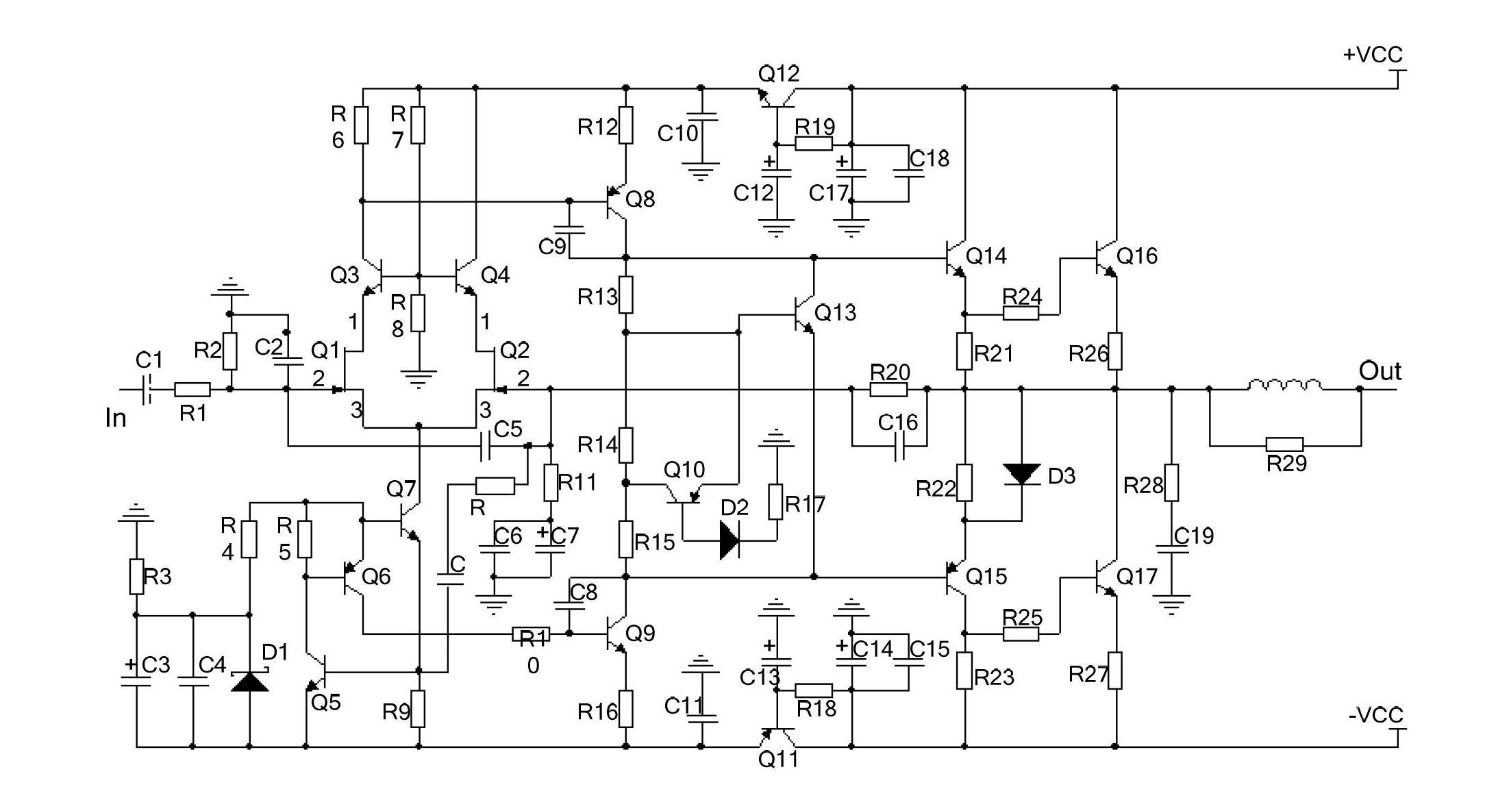 High fidelity transistor audio power amplifying device