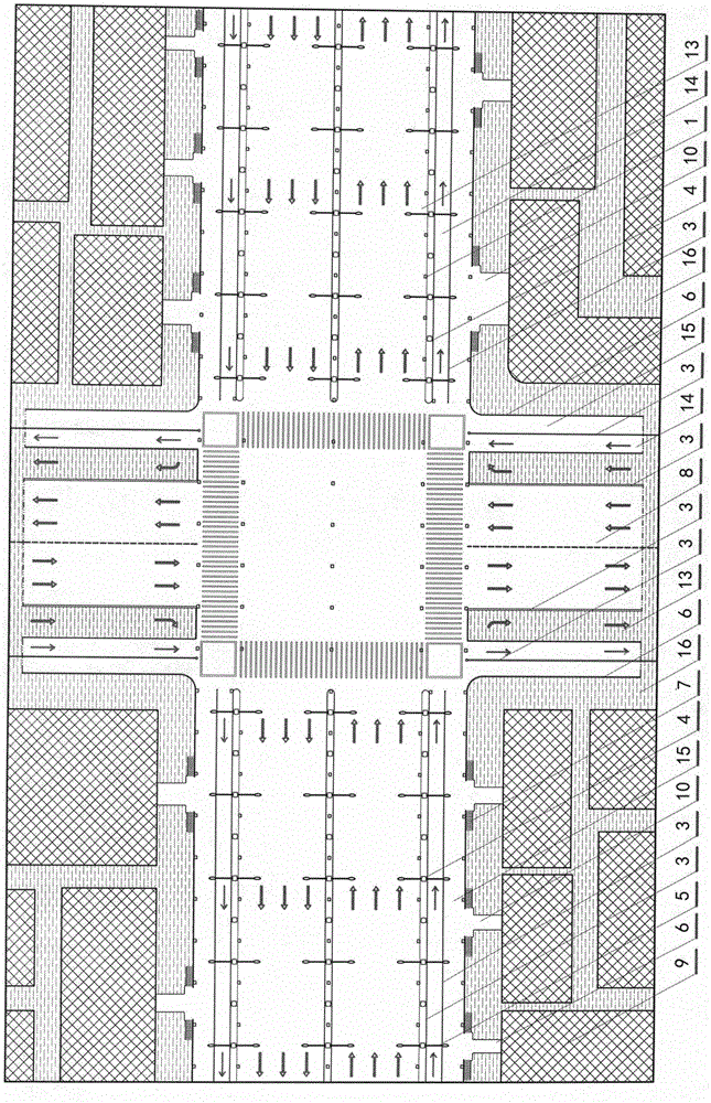 Dense-column narrow-span high-lower-layer type city-crossing overhead road