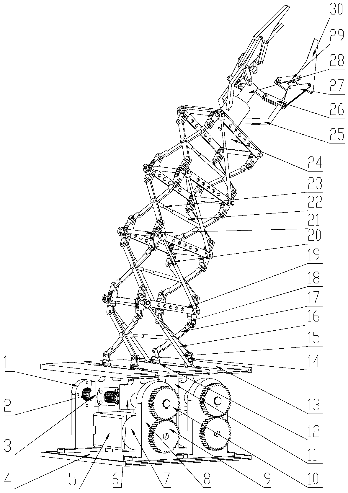 A kind of two-way motion telescopic mechanical arm