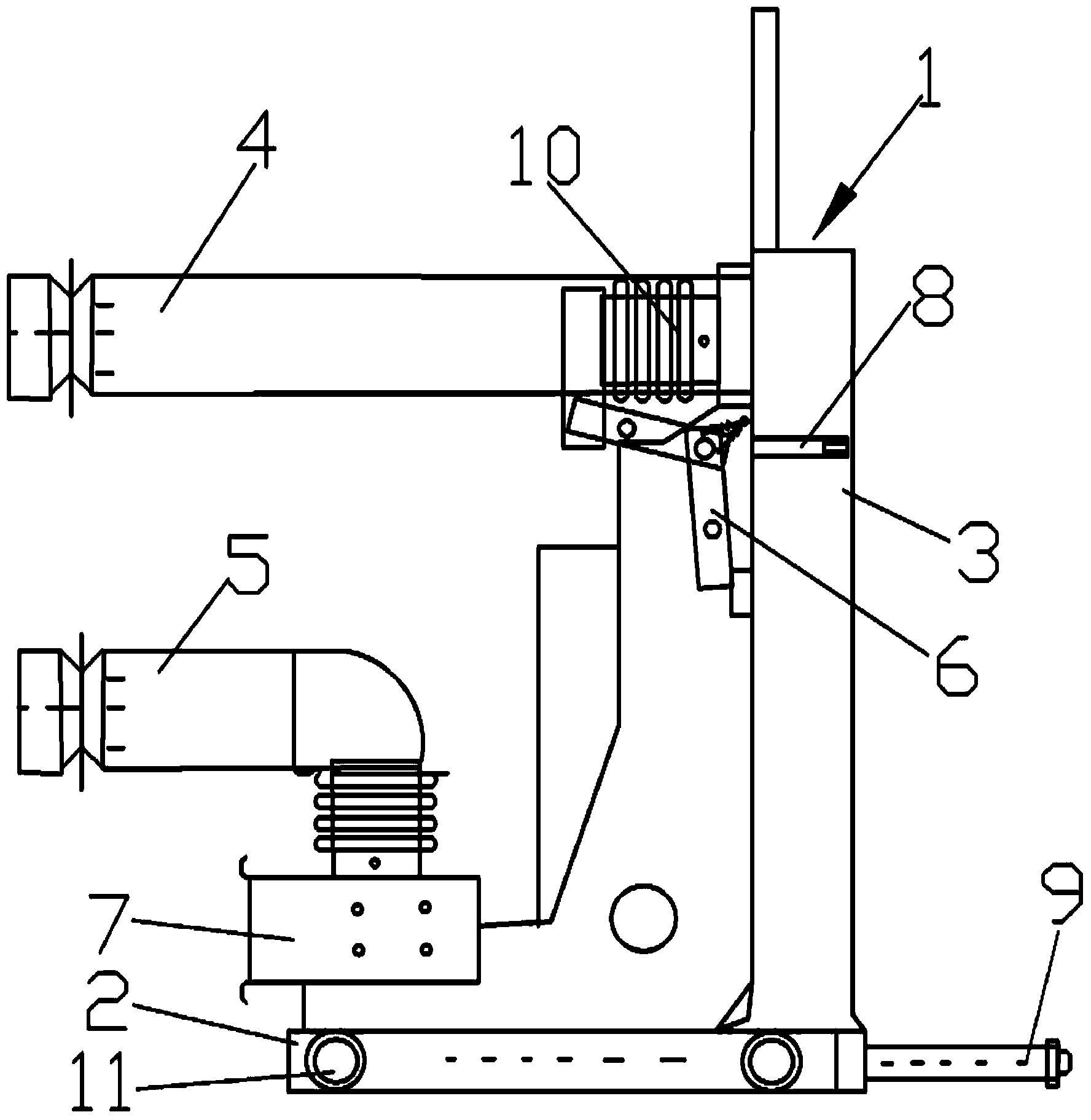 Integrated handcart with phase testing function and bus grounding function for high-voltage switch cabinet