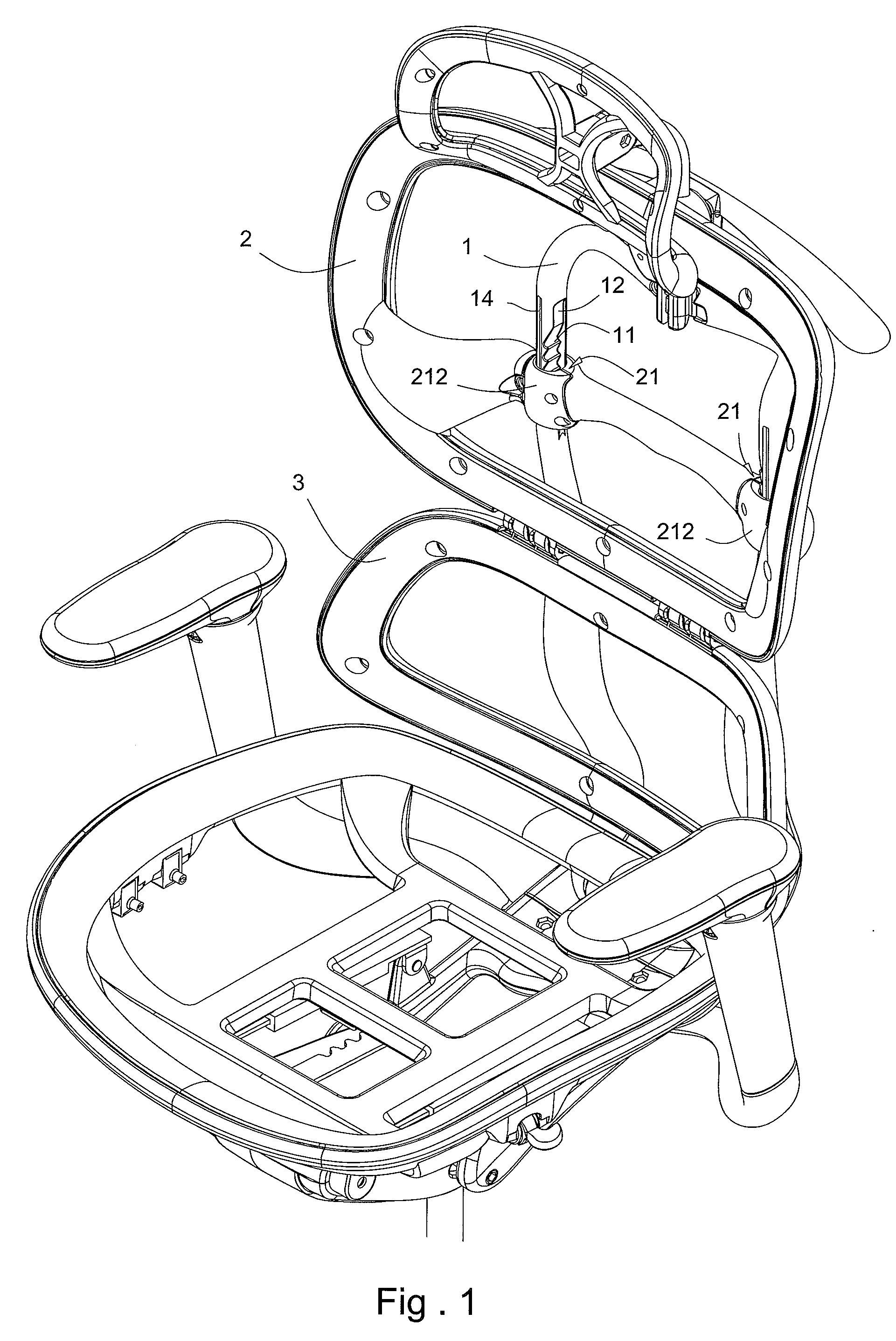 Height-Adjusting Assembly for Office Chair Backrest