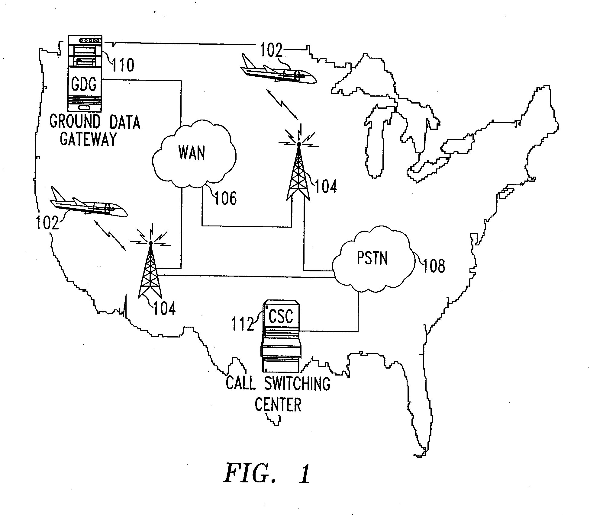 Method and Apparatus For Data Communication Utilizing The North American Terrestrial System