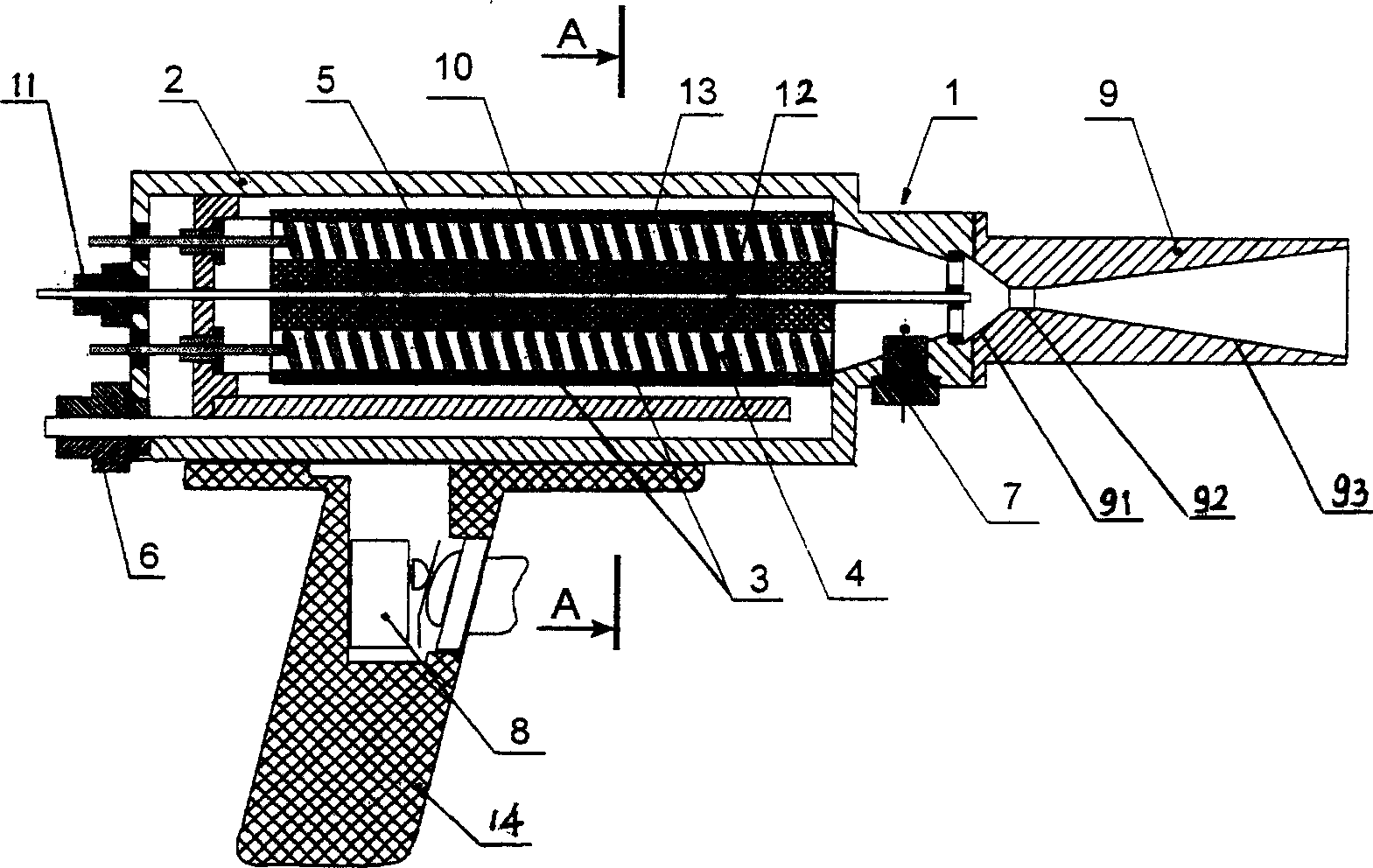 Pneumatic powder spraying apparatus