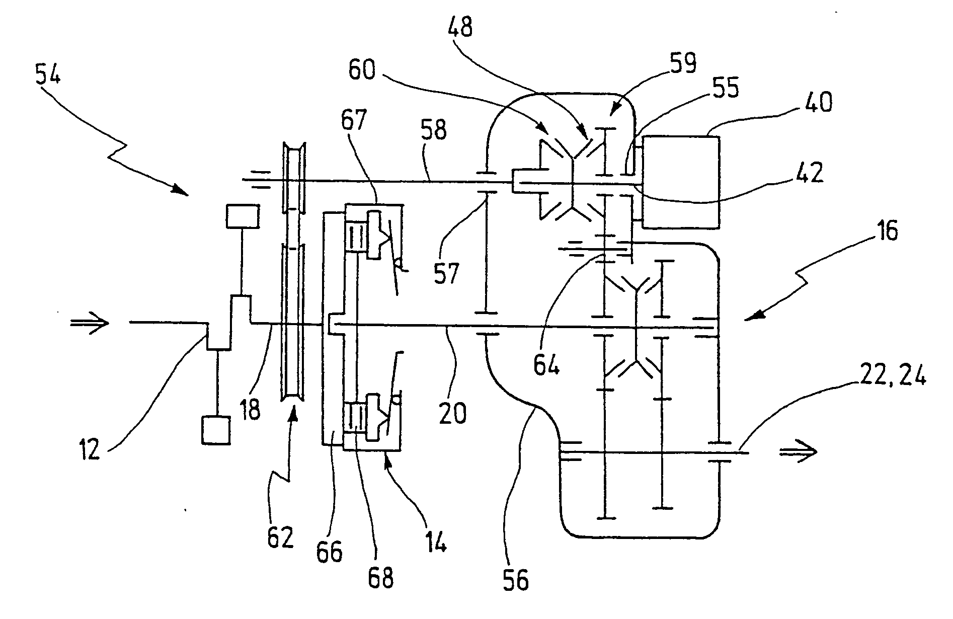 Drive train for a motor vehicle and method for starting an internal combustion engine and method for generating electric current