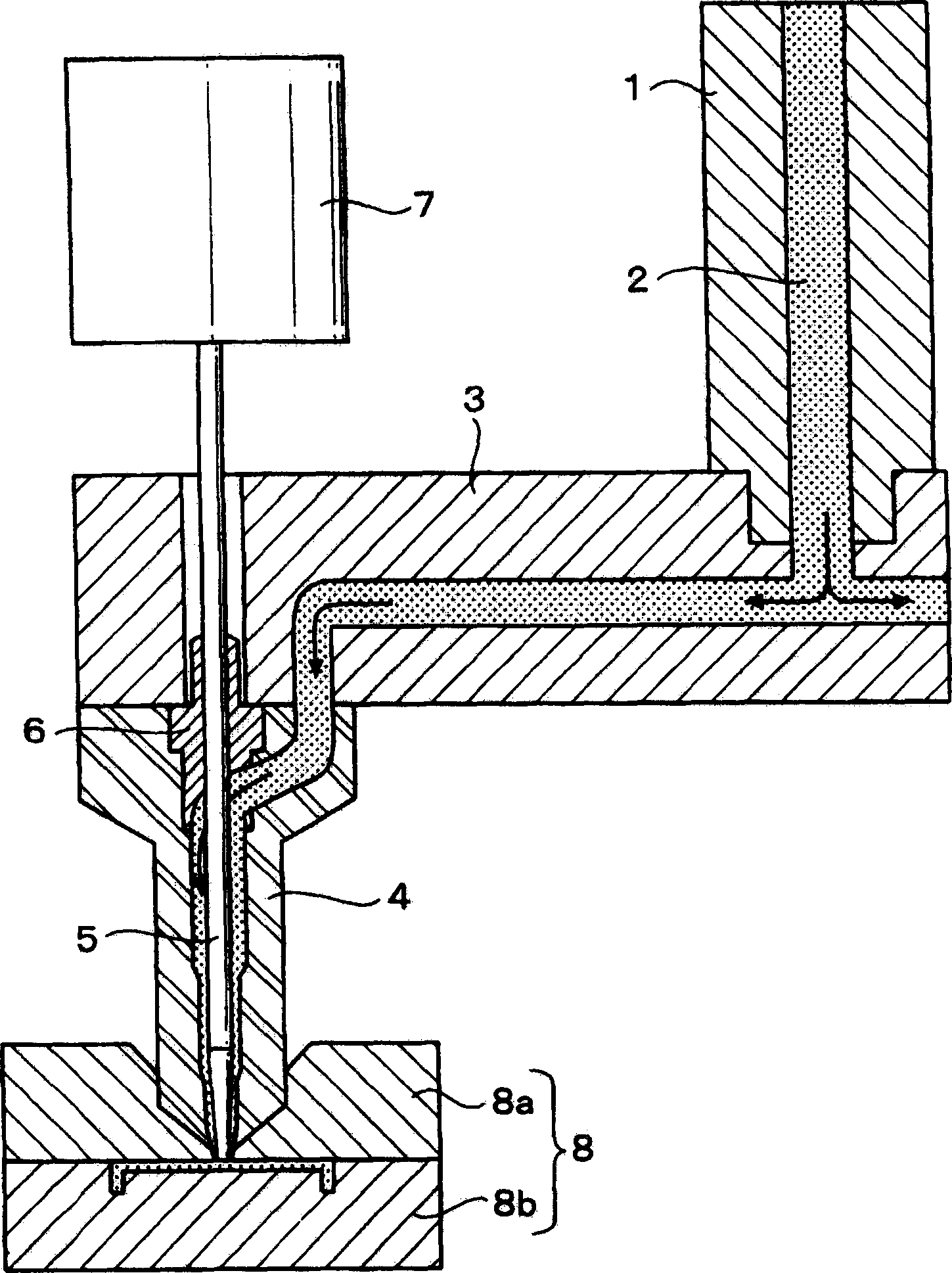 Injection molding device and member used thereof and surface treatment method