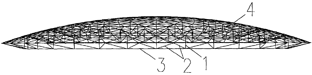 V-shaped radial string branch mesh dome