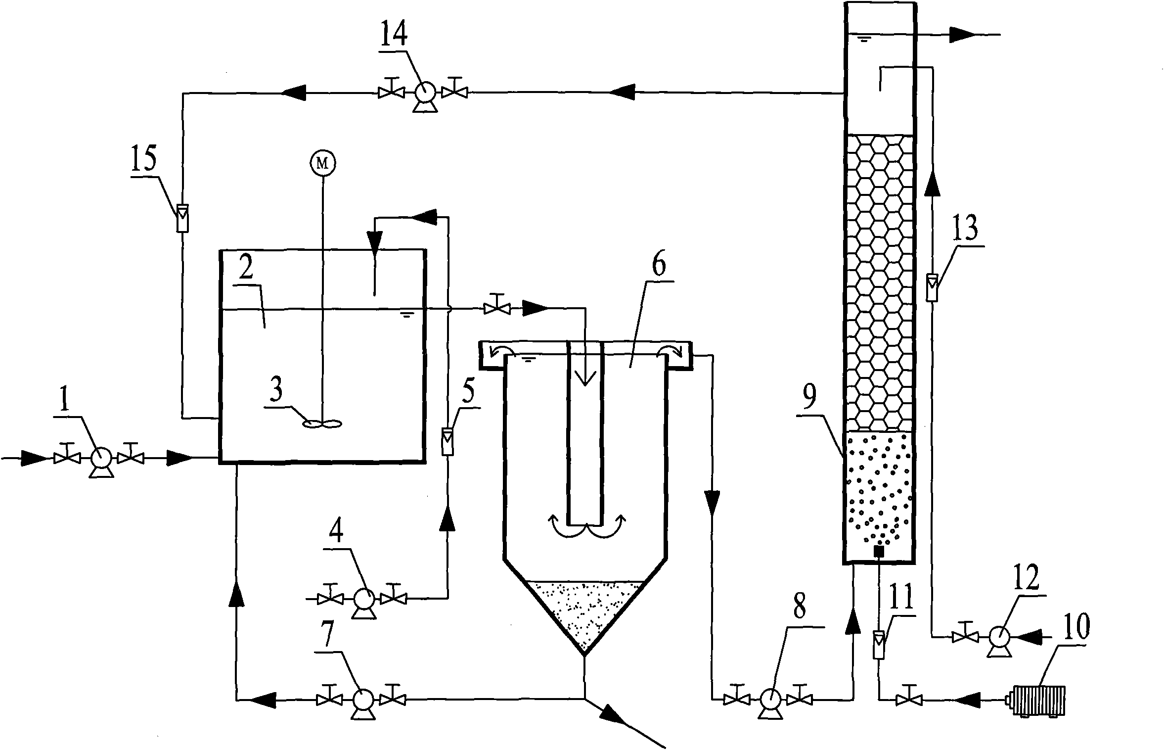 Aeration biological filter pool device and process for efficiently denitrifying and dephosphorizing