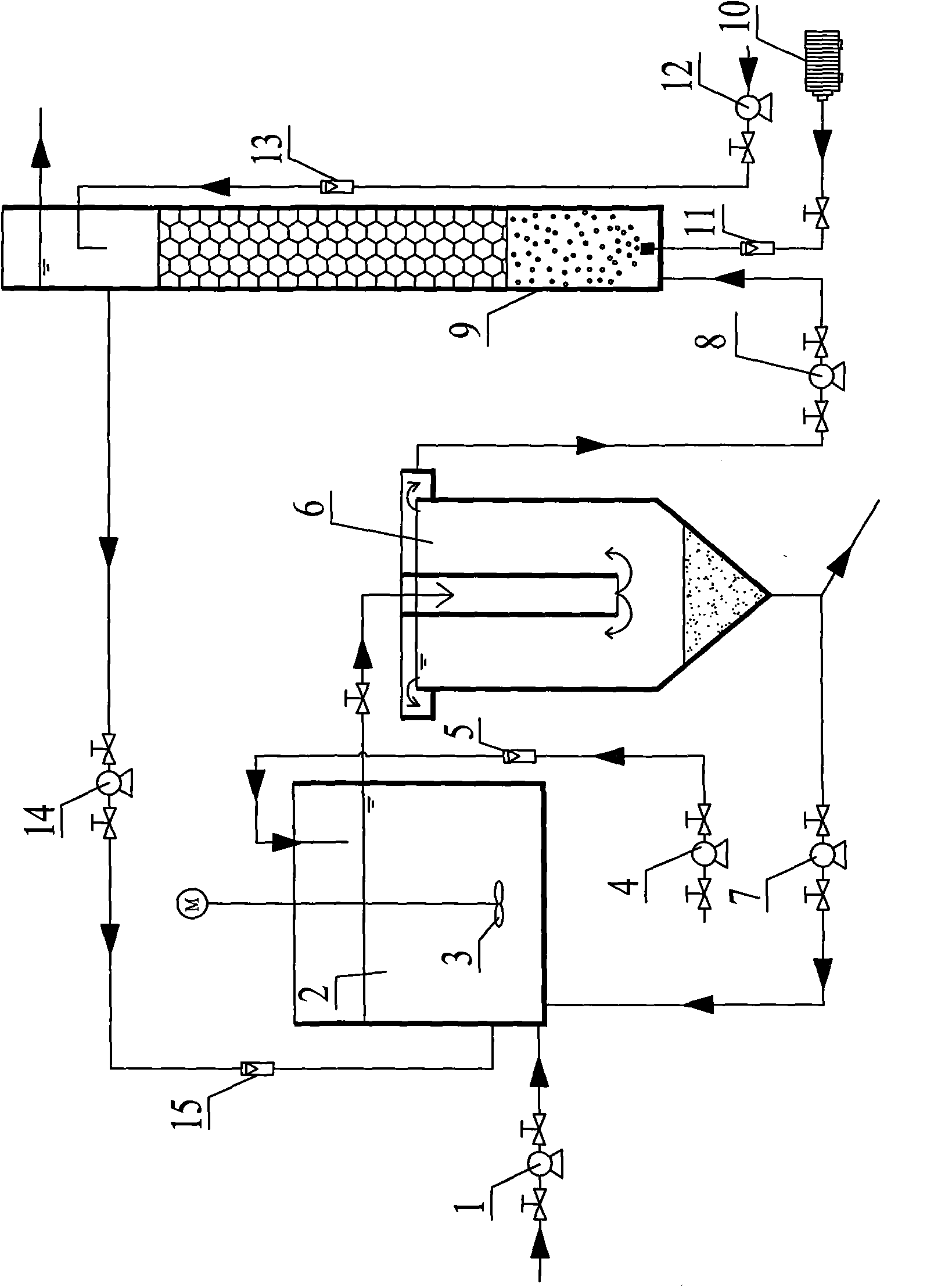 Aeration biological filter pool device and process for efficiently denitrifying and dephosphorizing