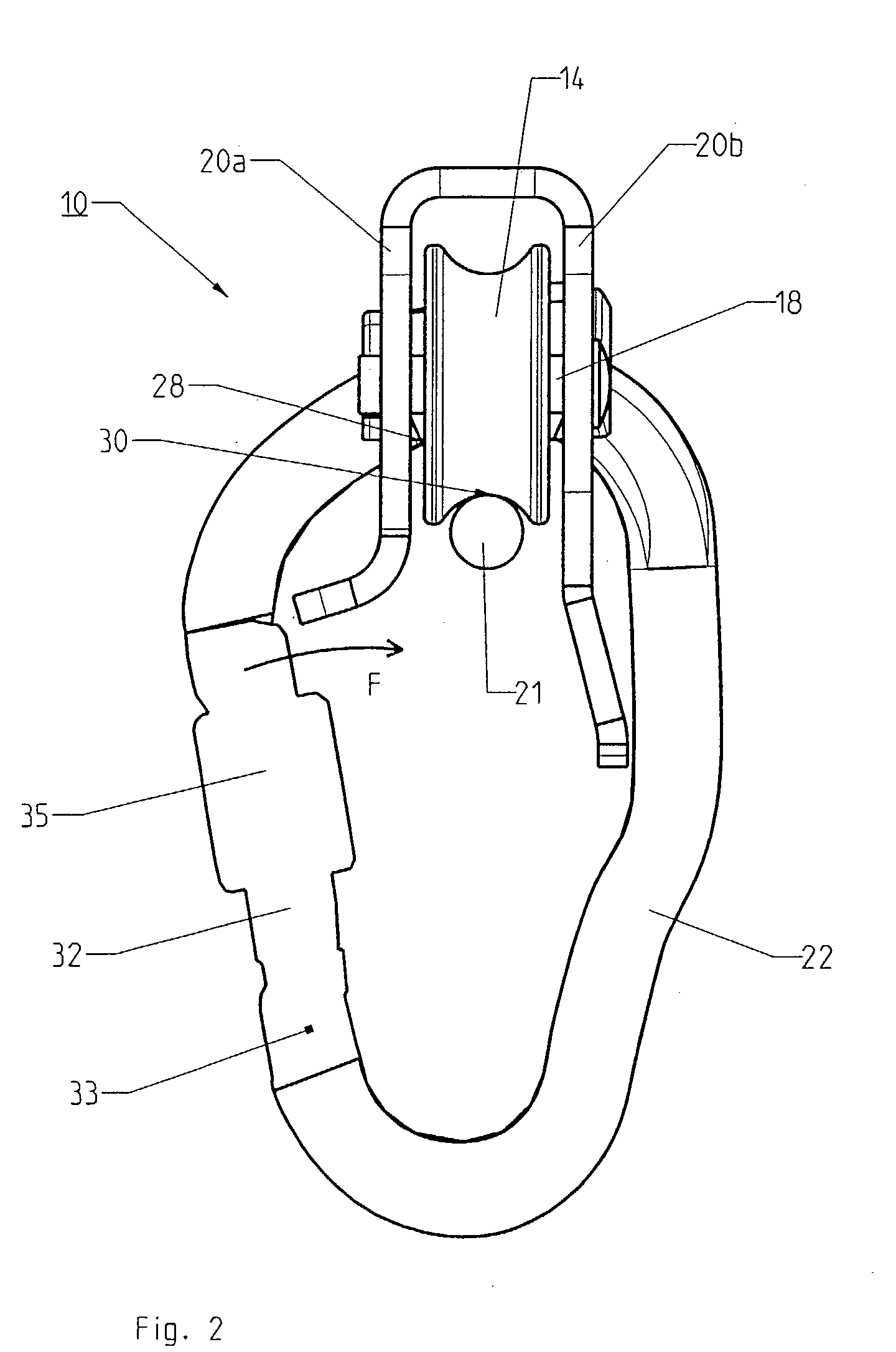 Double pulley device for use for Tyrolean traversing on a rope or cable