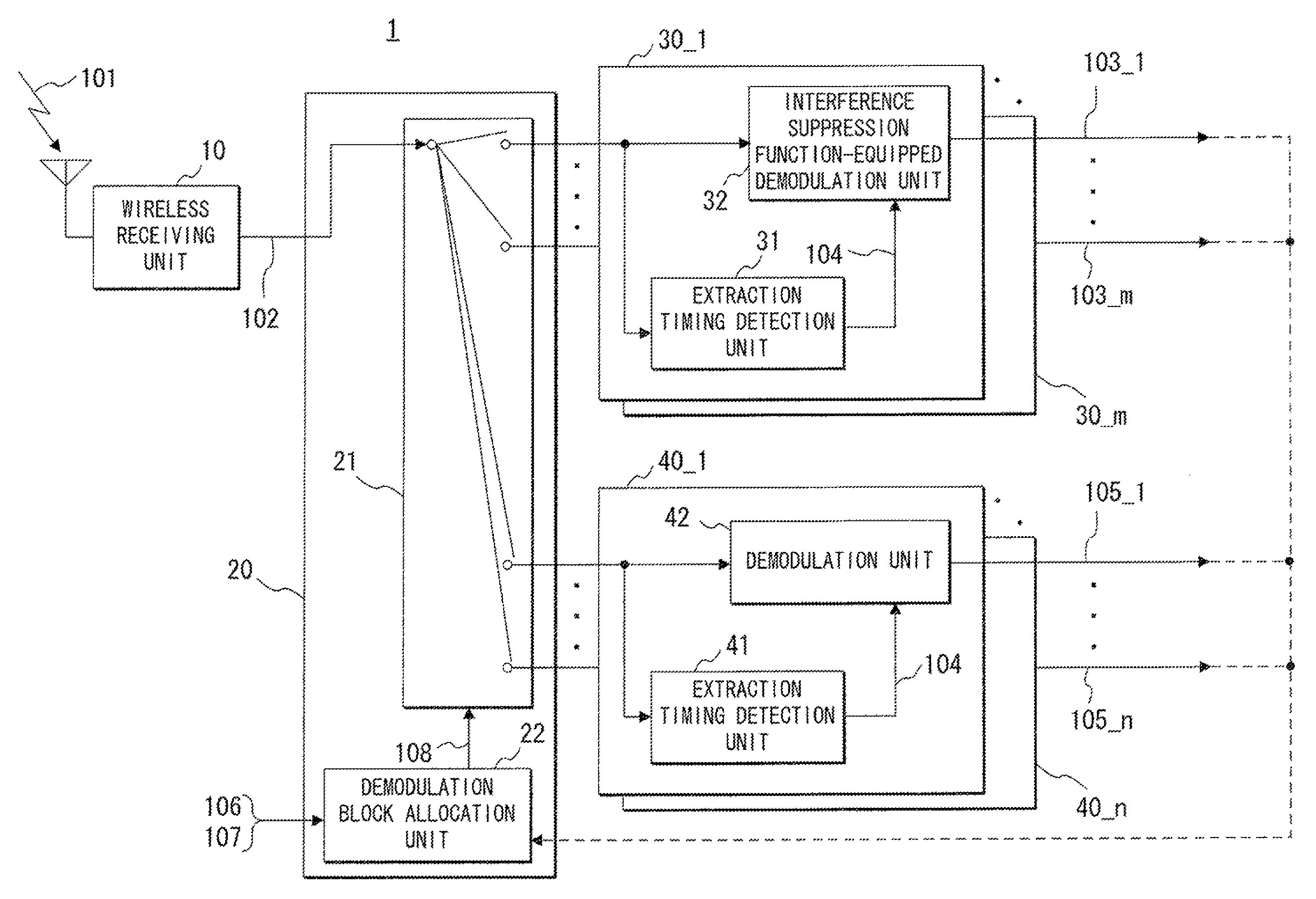 Wireless base station receiving device, and signal demodulation method and program used therein