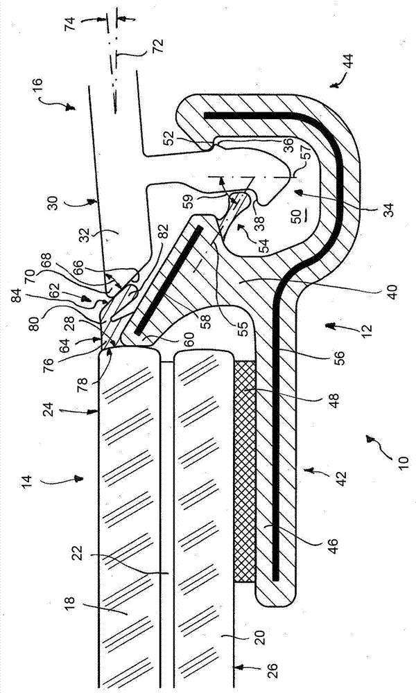 Profile elements and profile element components for joining vehicle glazing to cover parts