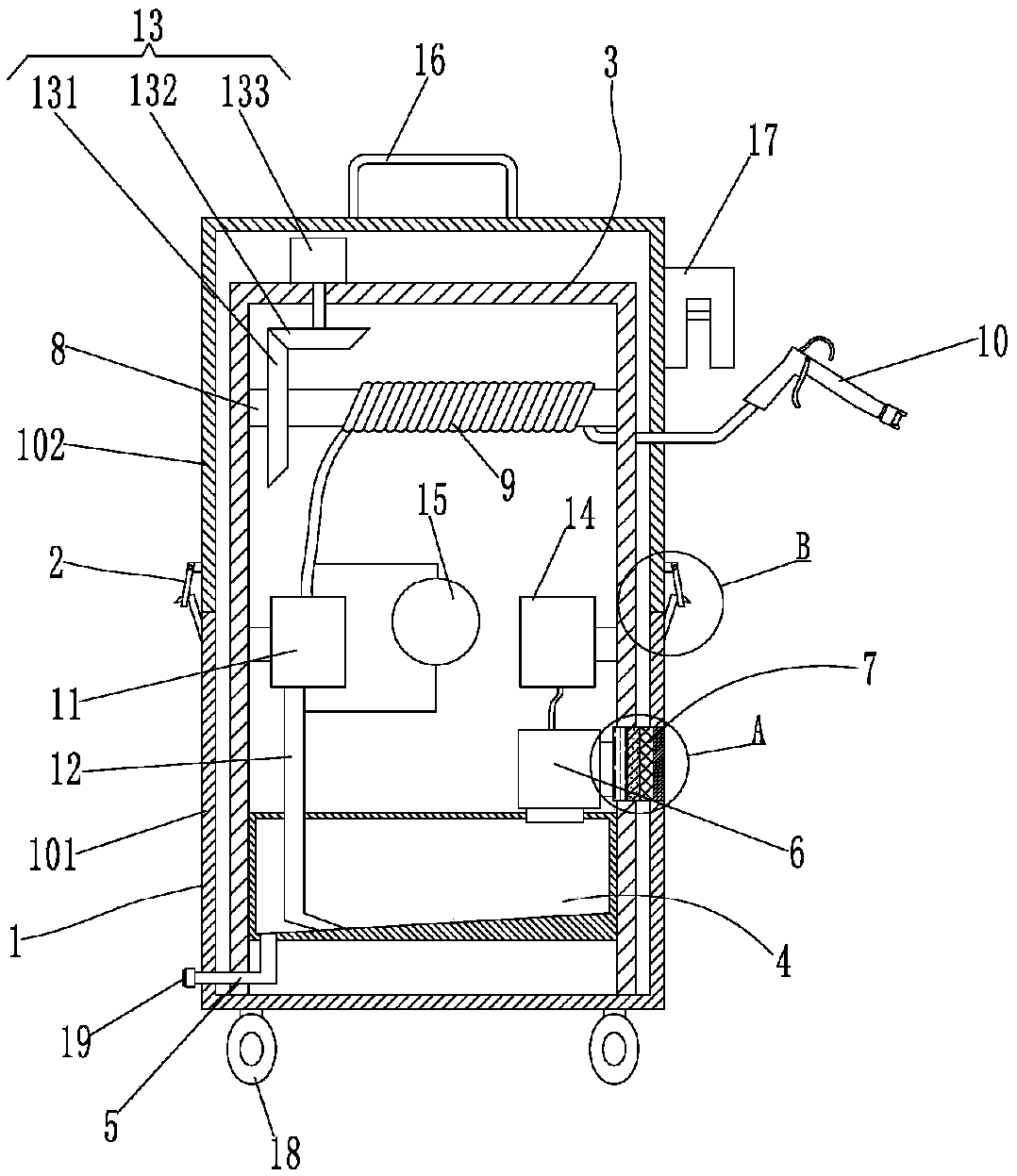 Spraying device for spraying lime sulfur to fruit trees