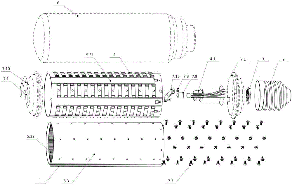 Surface-mount device light emitting bulb with cylindrical heat radiation ring and application of bulb