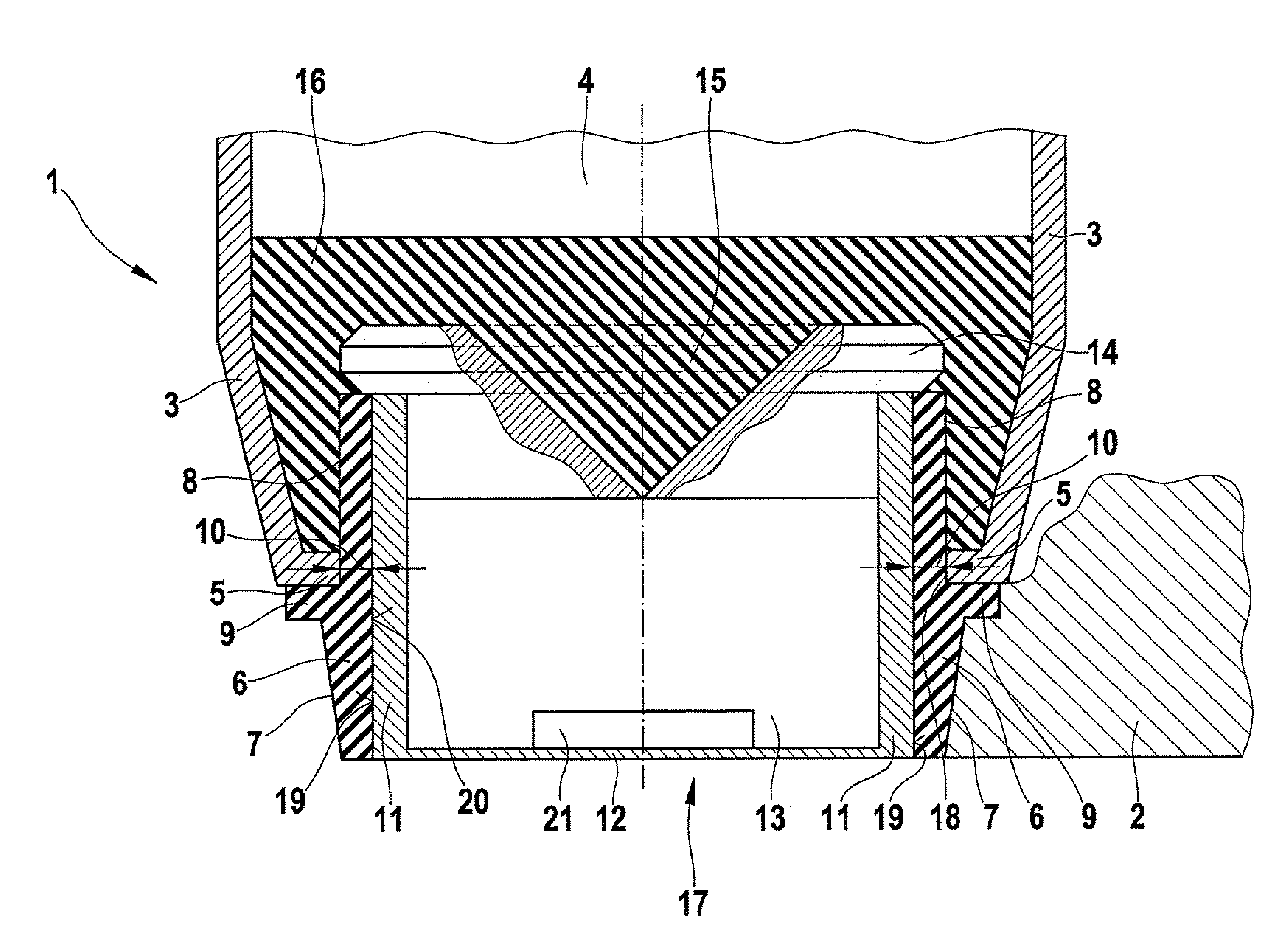 Holding device for an ultrasonic transducer