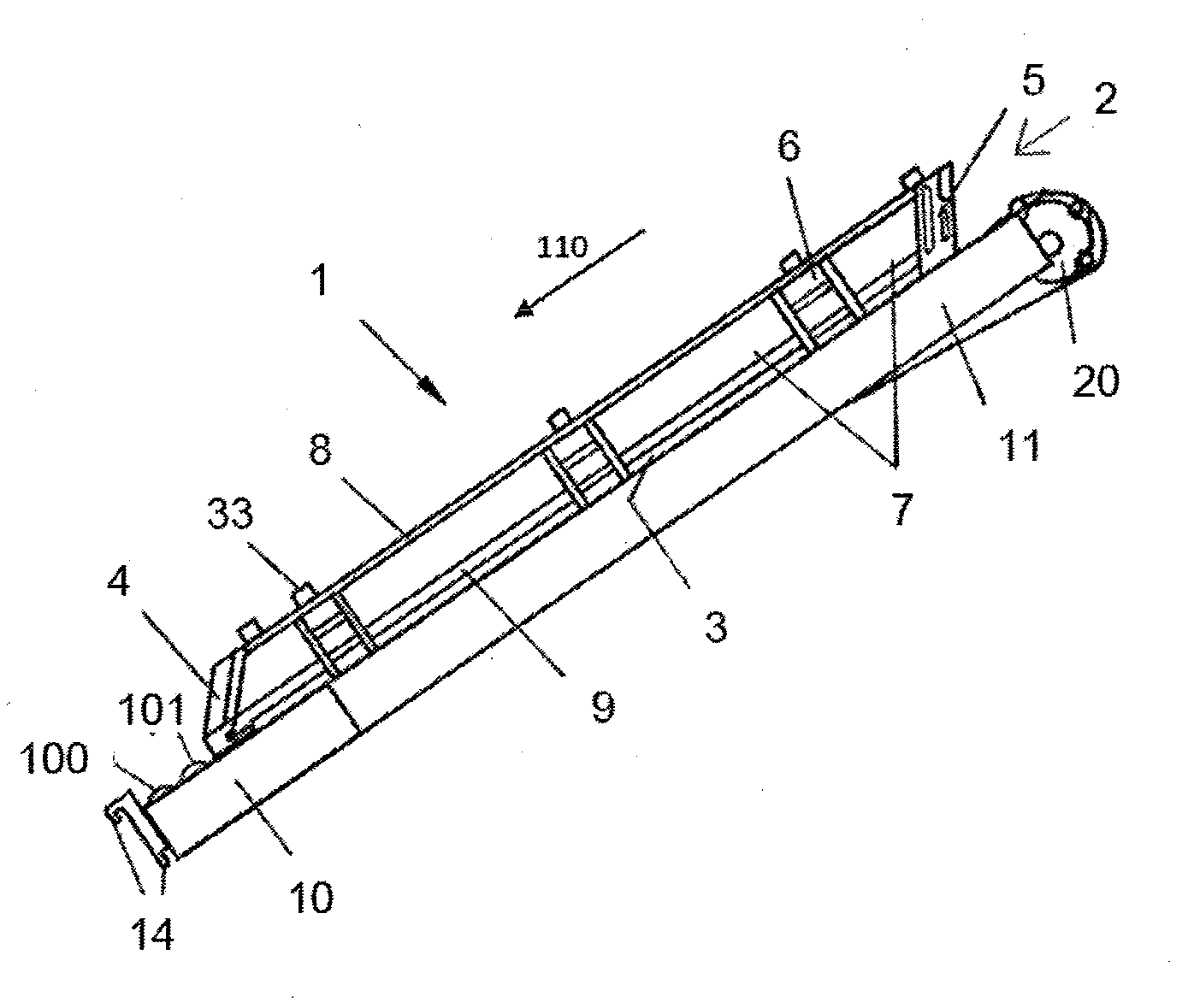 Immersion device for an optical fiber for measuring the temperature of a melt