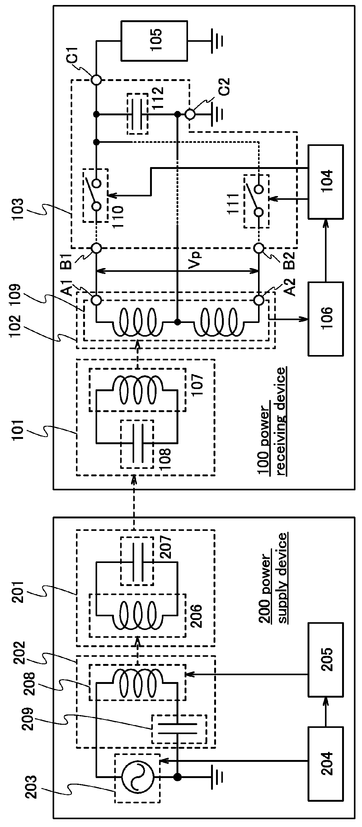 Power receiving device and wireless power supply system