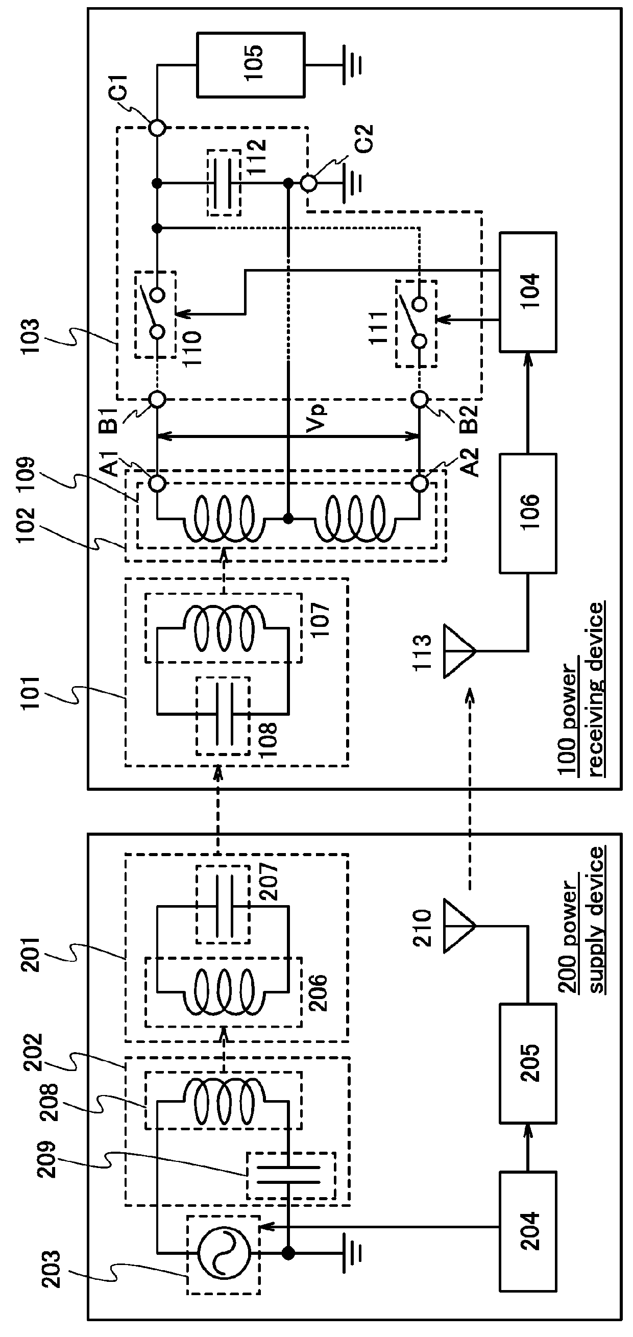 Power receiving device and wireless power supply system