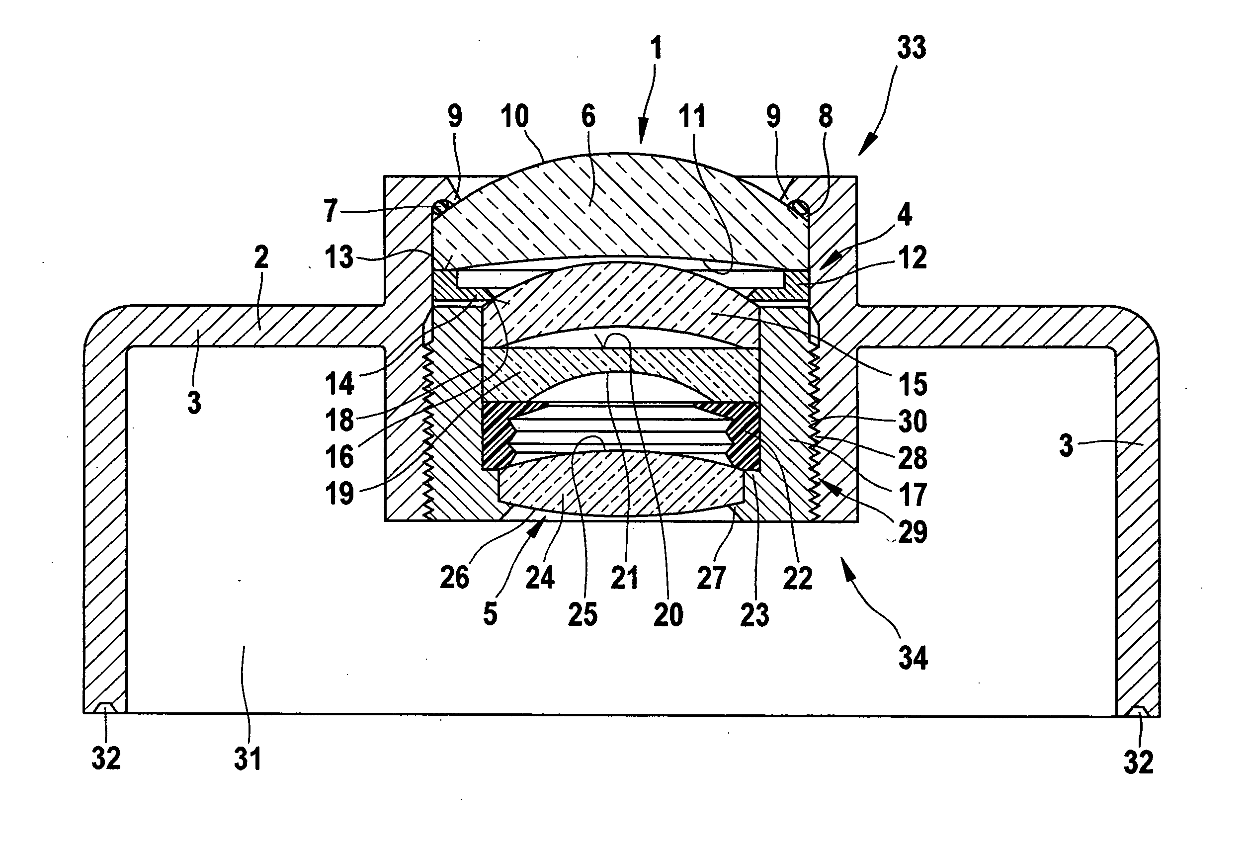 Lens Stack, Mounted in a Gas-Tight Manner, for a Camera Housing