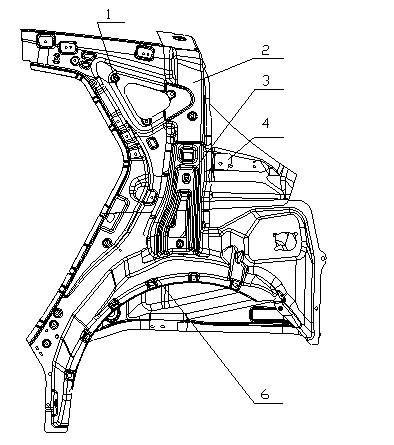 Automotive body rear side wall assembly structure