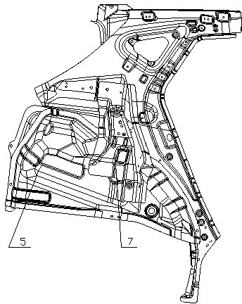 Automotive body rear side wall assembly structure