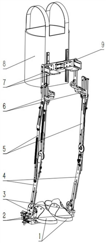 Lower limb exoskeleton based on load bearing support and self-weight balance