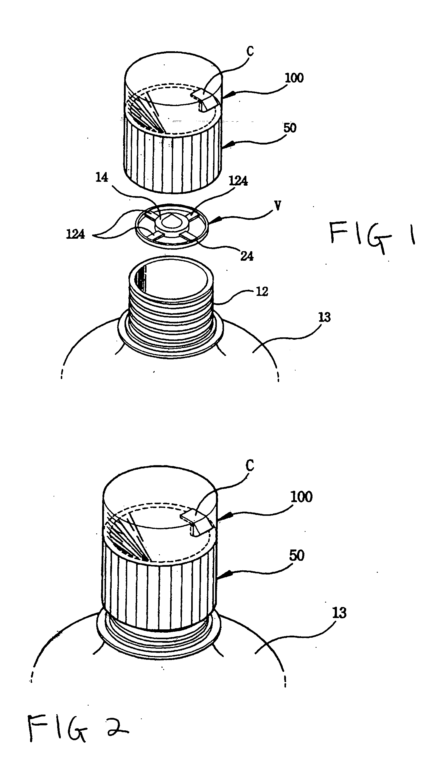 Cap device for mixing different kinds of materials separately contained therein and in bottle