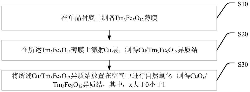 Spinning electron heterojunction and preparation method thereof