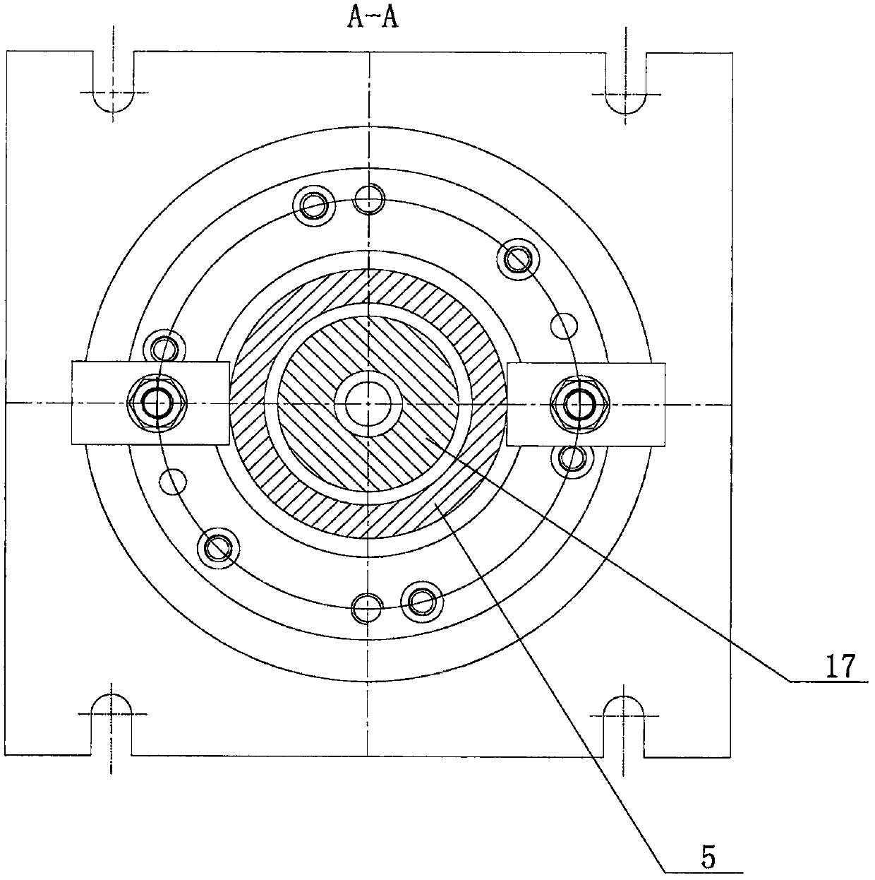 A "big belly and small mouth" extrusion forming die for branch-like light alloy components