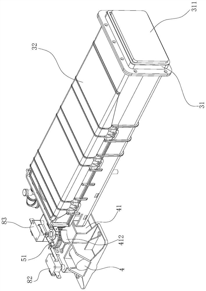 Water tank automatic push-out structure and cooking device with same