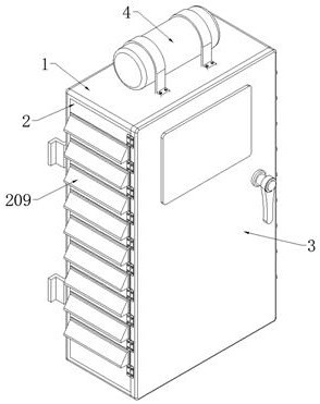 A power control cabinet with a self-closing structure after a fire