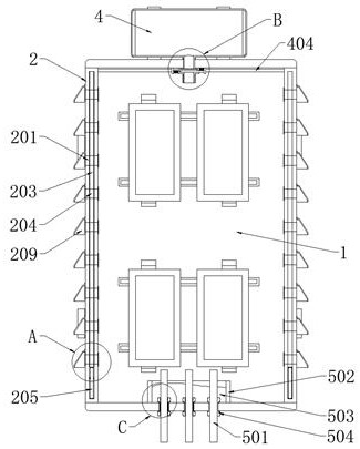 A power control cabinet with a self-closing structure after a fire