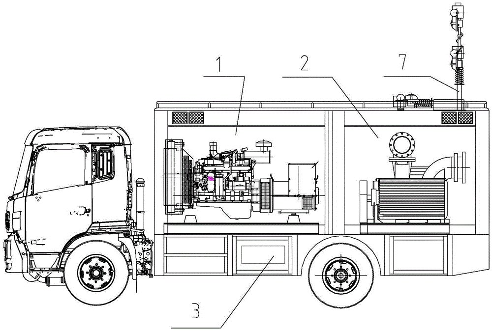 Intelligent emergency large-flow draining vehicle