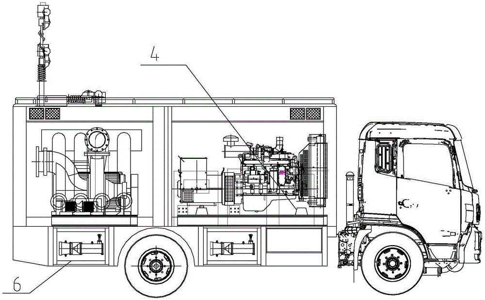 Intelligent emergency large-flow draining vehicle