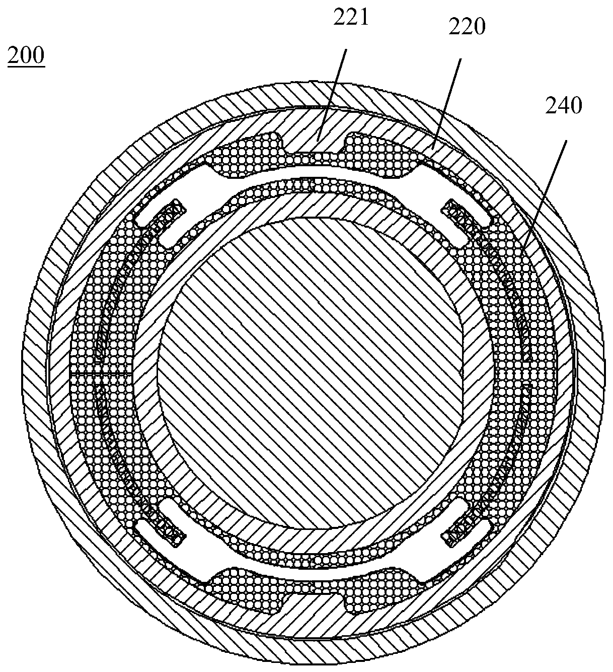 Hydraulic bushing comprising metal spacers