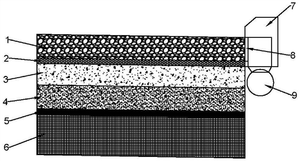 A drainage-retaining pavement structure and construction method for reducing urban heat island effect