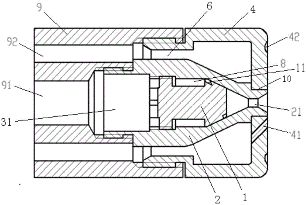 Fixed bed multiphase atomizing nozzle