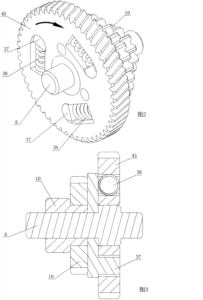 Transmission spindle with buffer