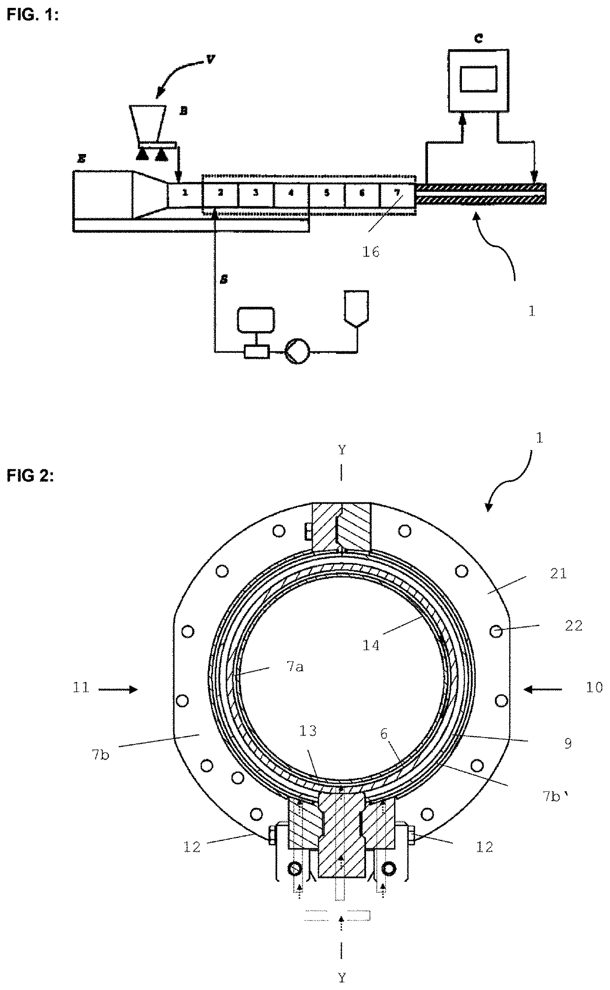 Cooling tool for an extruder