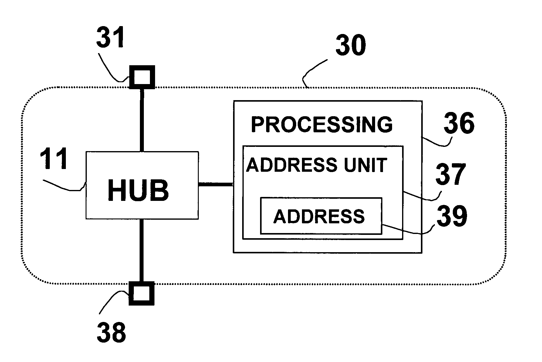 Addressable outlet, and a network using same