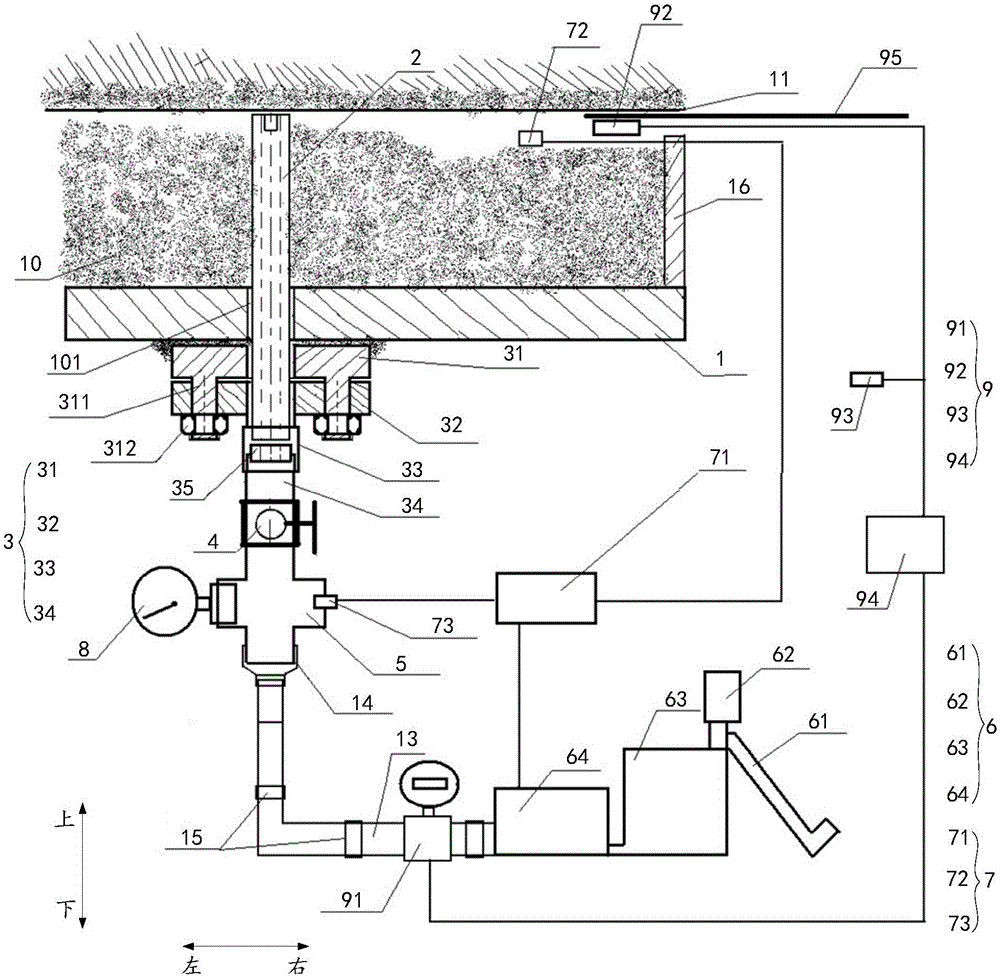 Grouting device and grouting technique for tunnel lining vault with mould