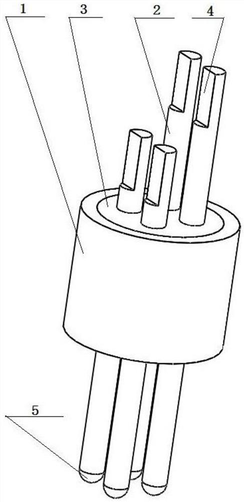 Circular device of glass-sealed multi-core microwave insulator and manufacturing method thereof