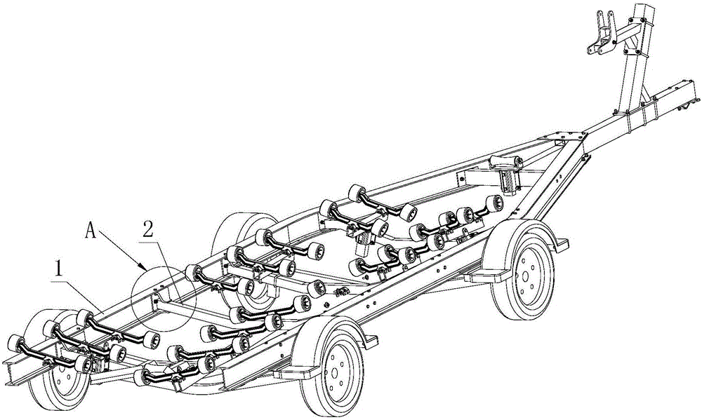 Edge fixing structure of yacht trailer