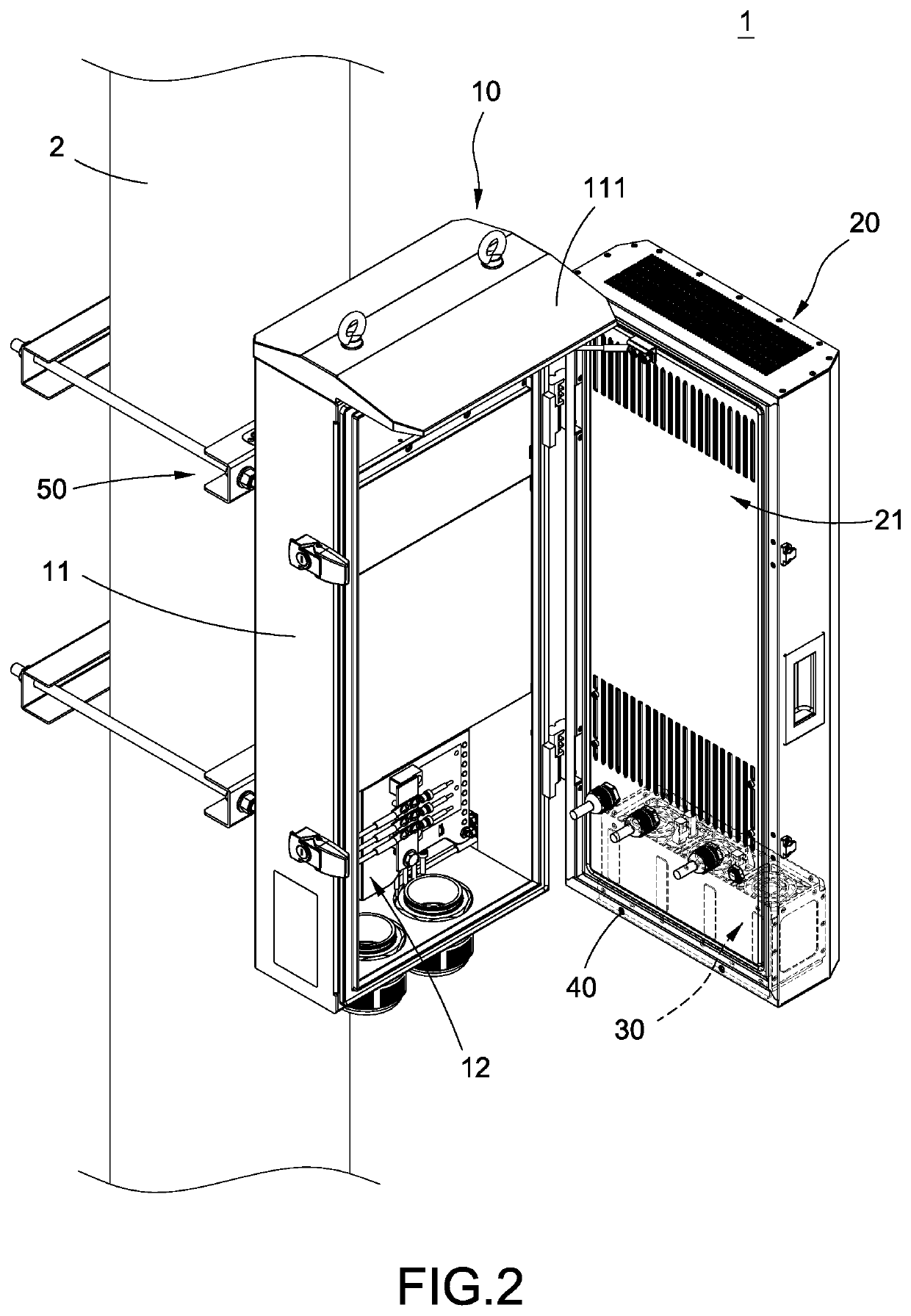 Telecommunication cabinet with hidden Anti-theft heat dissipation module