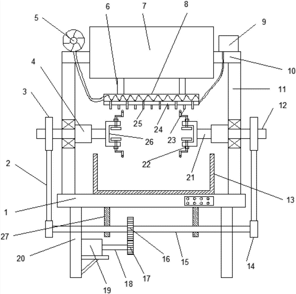 Two-sided paint spraying device used for building timber spray finishing