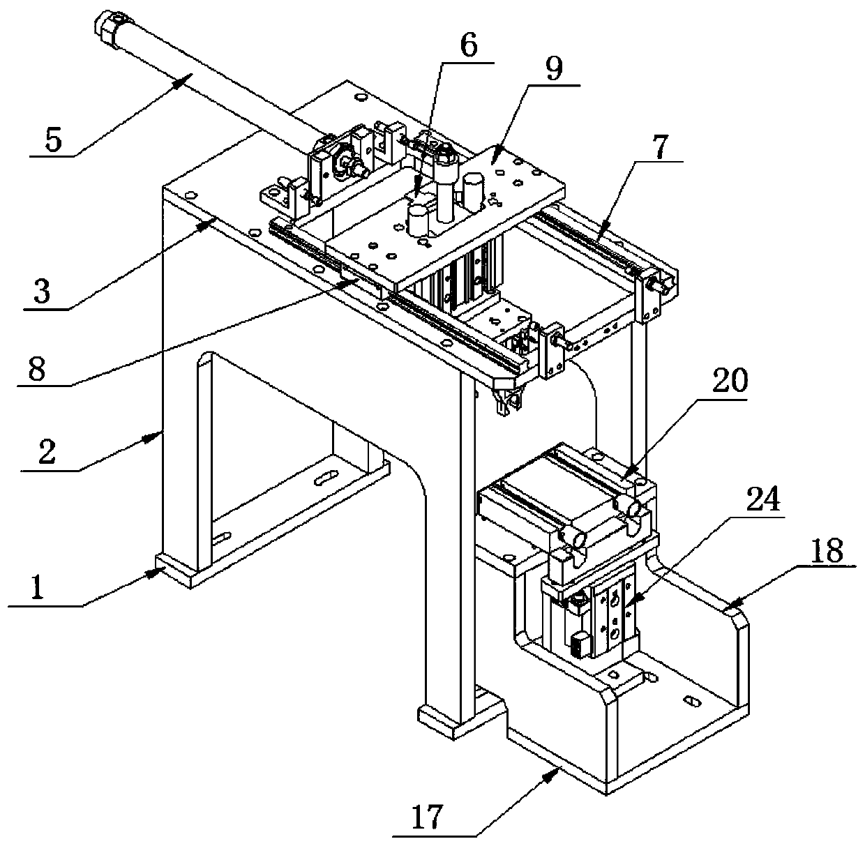 Separating feeding device for supporting pipe