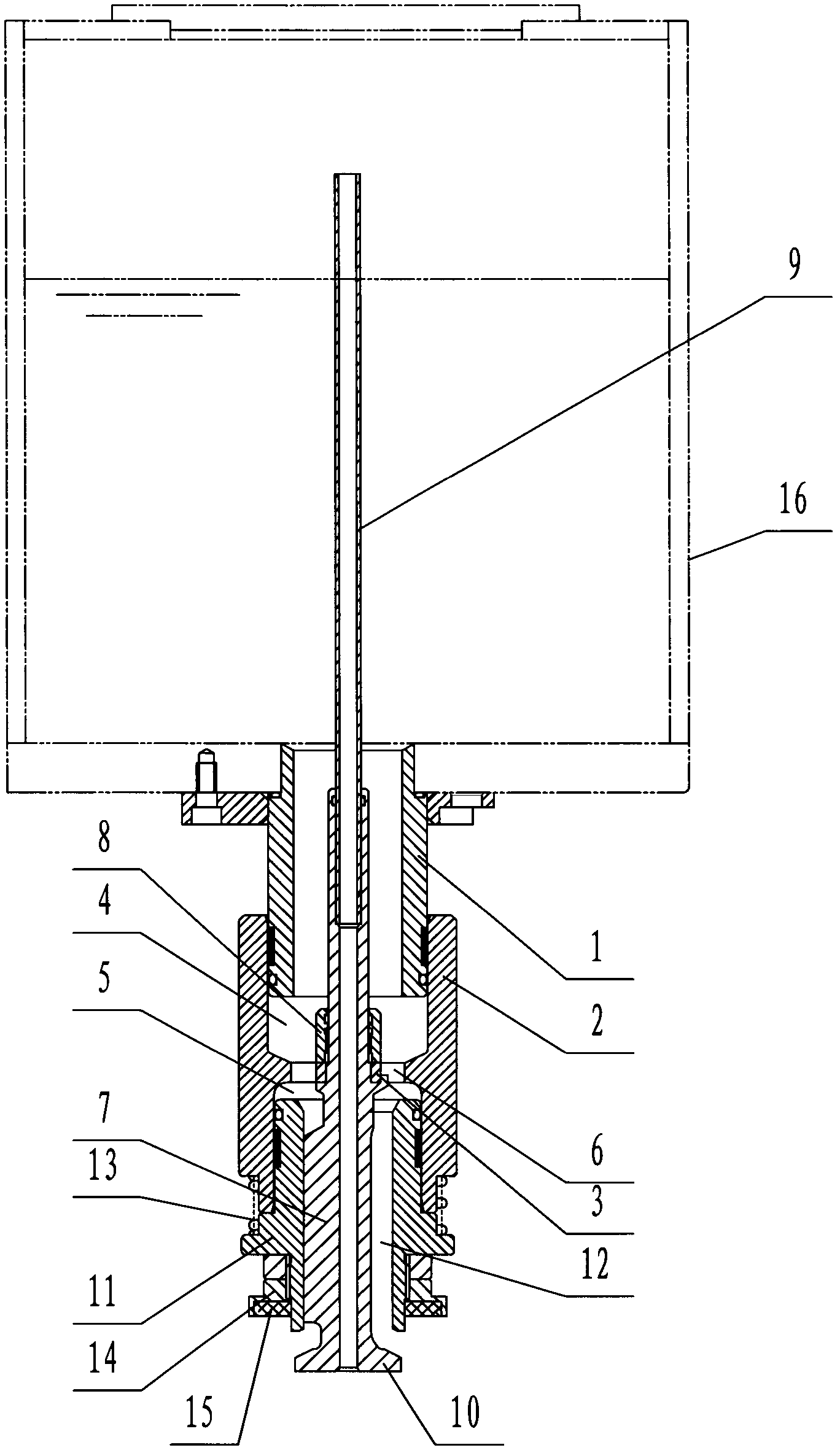 Filling valve for container with wide mouth