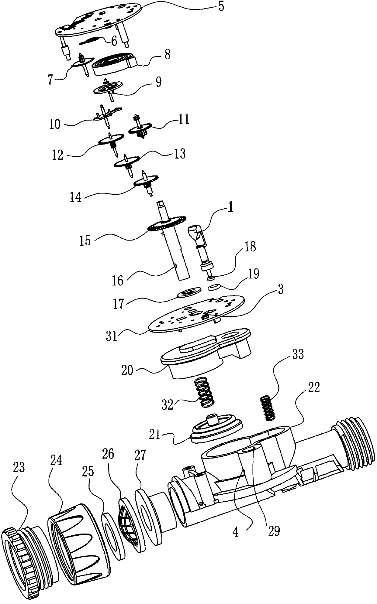 Water saving method for rotary water sprayer with wide range