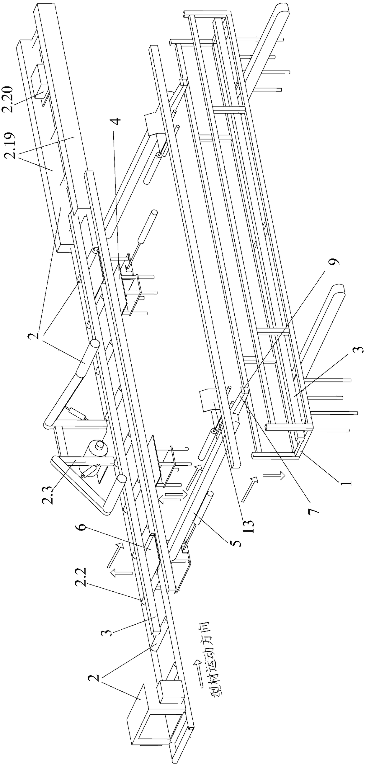 A transmission device for profiles