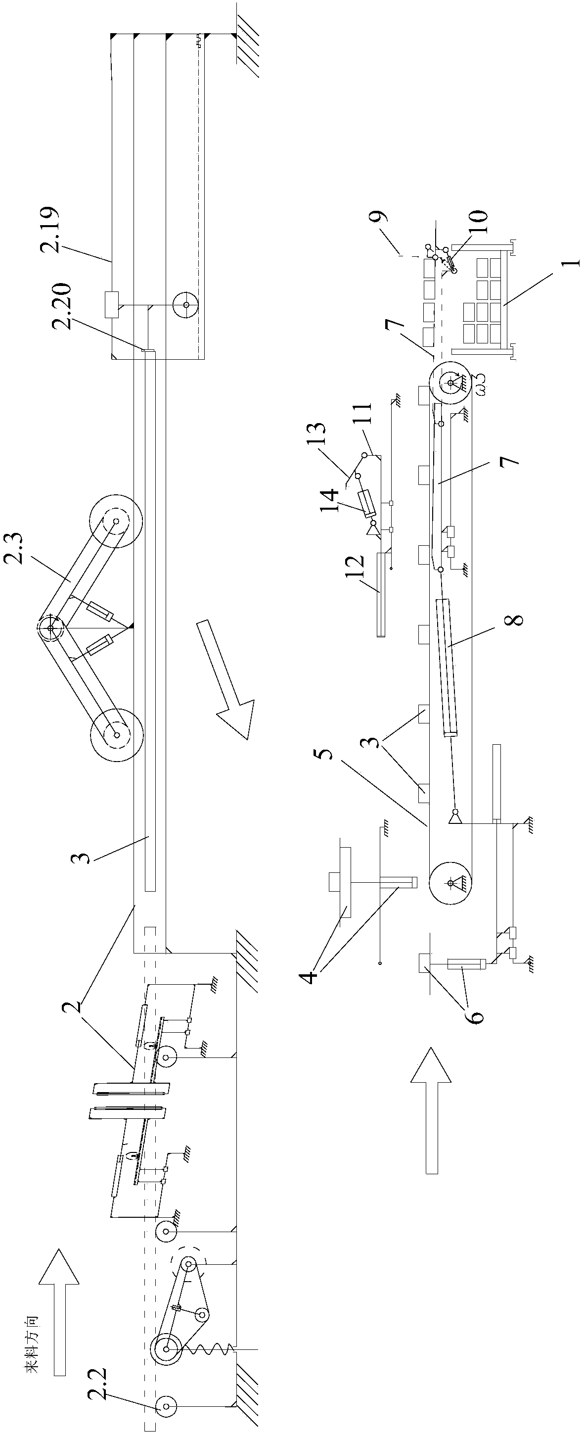 A transmission device for profiles