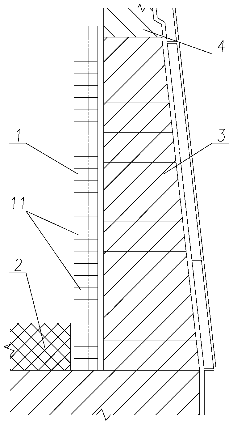 Blast furnace hearth ceramic cup side wall formed by inlaying and laying refractory brick rings